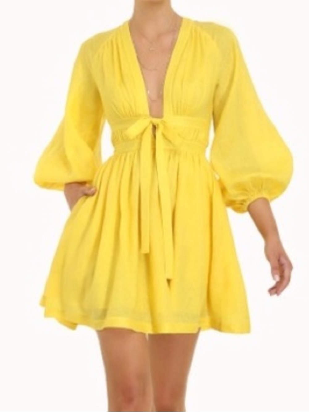Zimmermann Yellow Linen Dress Designer AU Sz 1 US size Sm/6 NWT